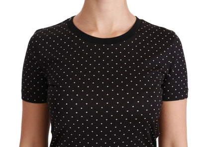 T-shirt ras du cou en coton noir à pois Dolce &amp; Gabbana Chic