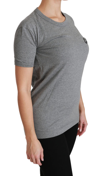 T-shirt ras du cou gris chic Dolce &amp; Gabbana avec patch Amore