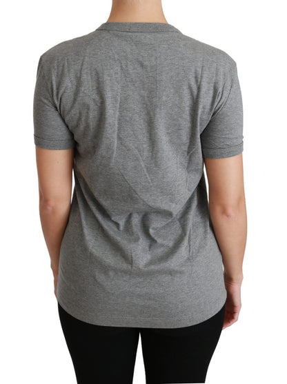 T-shirt ras du cou gris chic Dolce &amp; Gabbana avec patch Amore