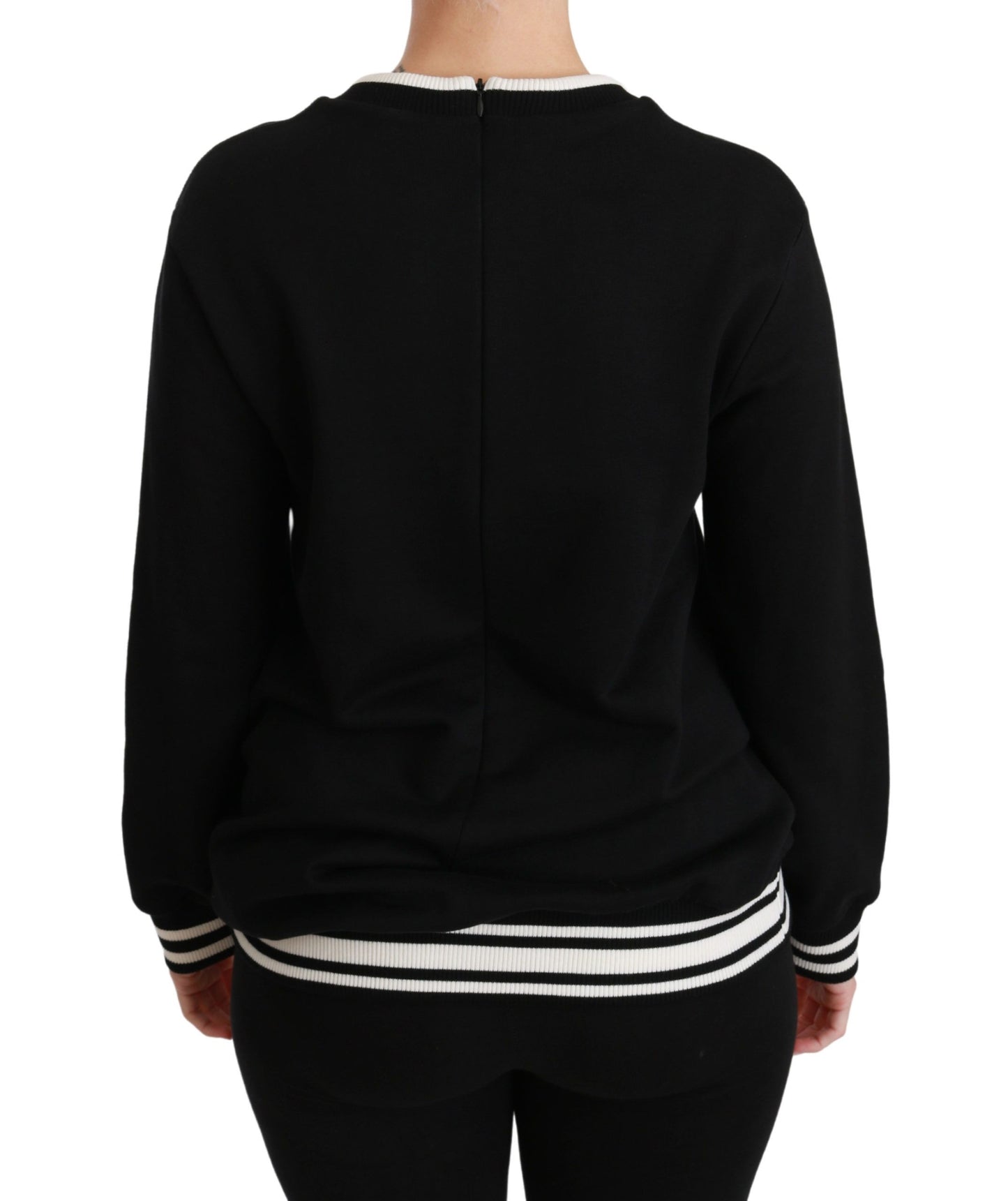 Pull en coton noir à paillettes chic Dolce &amp; Gabbana