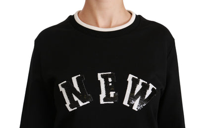 Pull en coton noir à paillettes chic Dolce &amp; Gabbana