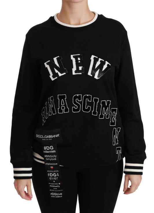 Pull en coton noir à paillettes chic Dolce &amp; Gabbana