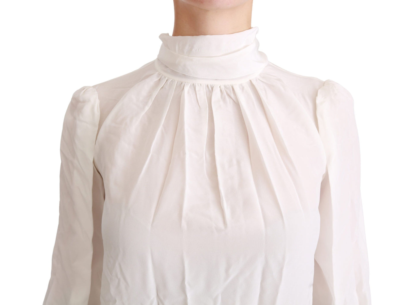 Dolce &amp; Gabbana Élégant chemisier à col roulé en soie blanche