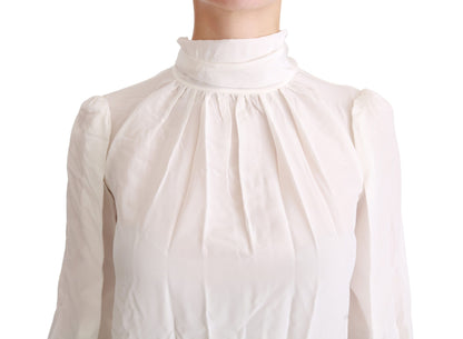 Dolce &amp; Gabbana Élégant chemisier à col roulé en soie blanche