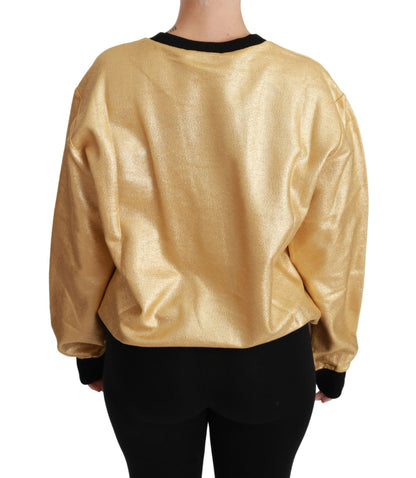 Pull élégant à col rond en coton doré Dolce &amp; Gabbana