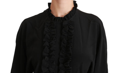 Dolce &amp; Gabbana Élégant chemisier à manches courtes en soie noire