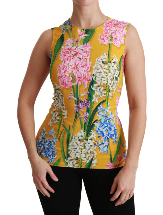 Chemisier ras du cou sans manches à fleurs Sunshine de Dolce &amp; Gabbana