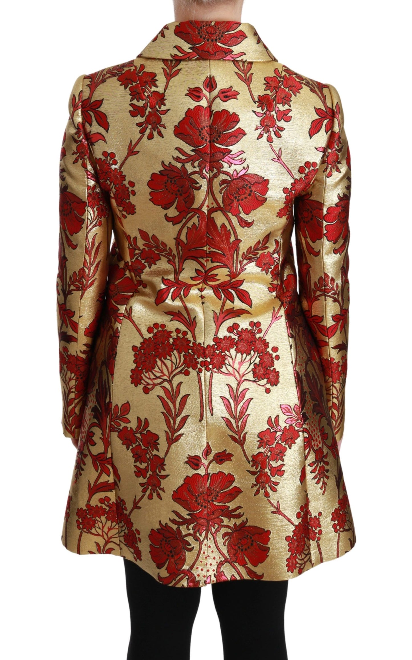 Trench-coat élégant en brocart floral doré Dolce &amp; Gabbana