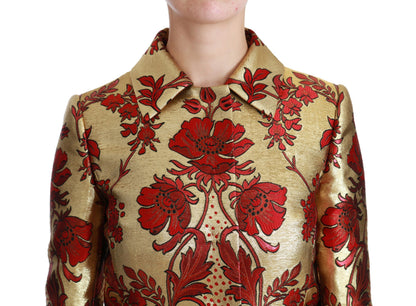 Trench-coat élégant en brocart floral doré Dolce &amp; Gabbana