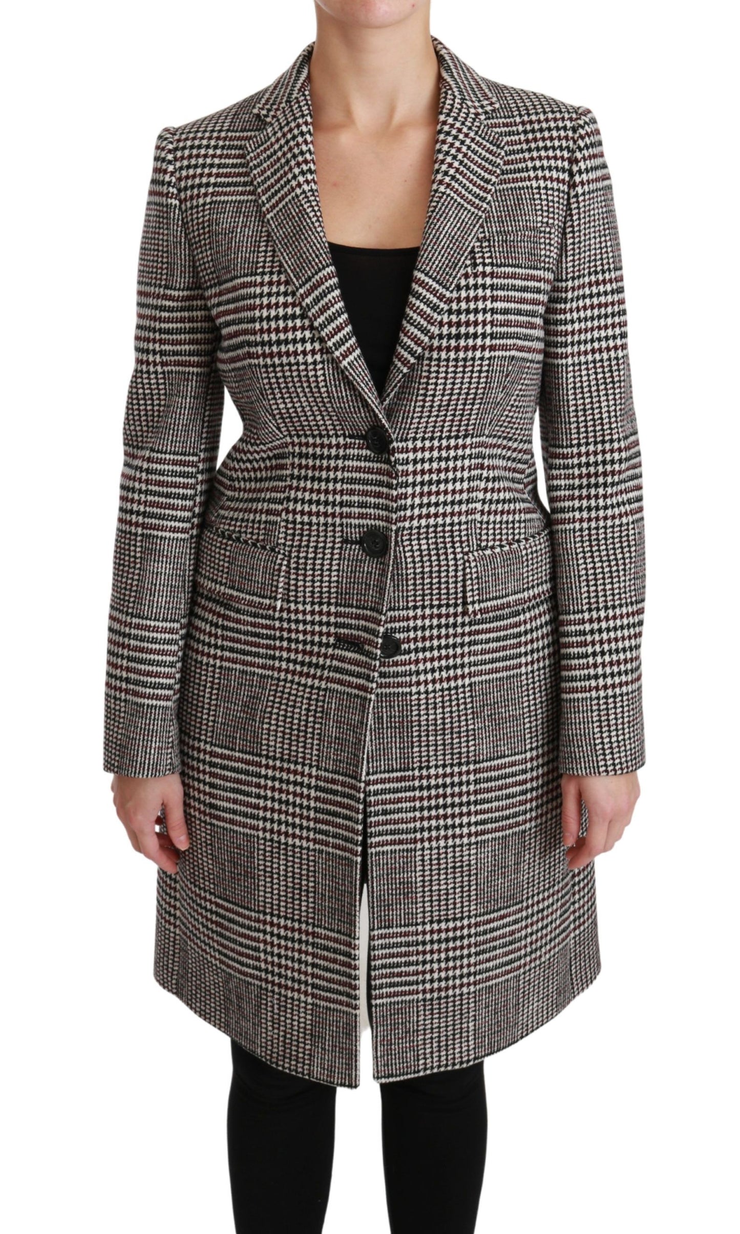 Dolce &amp; Gabbana Élégant manteau veste à carreaux multicolores longueur genou