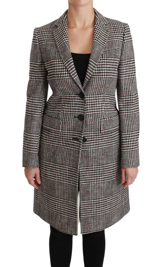 Dolce &amp; Gabbana Élégant manteau veste à carreaux multicolores longueur genou