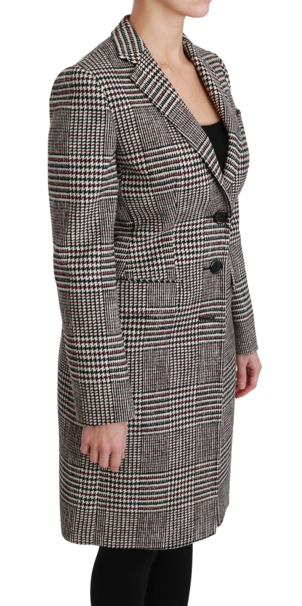 Dolce &amp; Gabbana Élégant manteau veste à carreaux multicolores longueur genou