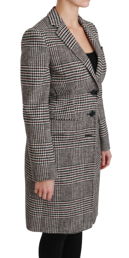 Dolce &amp; Gabbana Élégant manteau veste à carreaux multicolores longueur genou