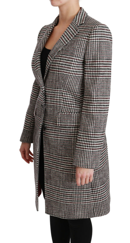Dolce &amp; Gabbana Élégant manteau veste à carreaux multicolores longueur genou