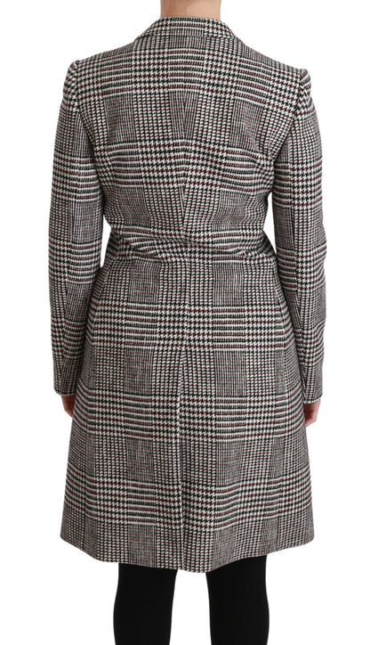 Dolce &amp; Gabbana Élégant manteau veste à carreaux multicolores longueur genou
