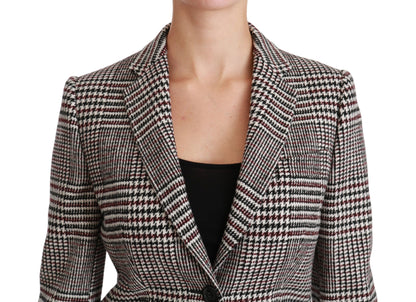 Dolce &amp; Gabbana Élégant manteau veste à carreaux multicolores longueur genou