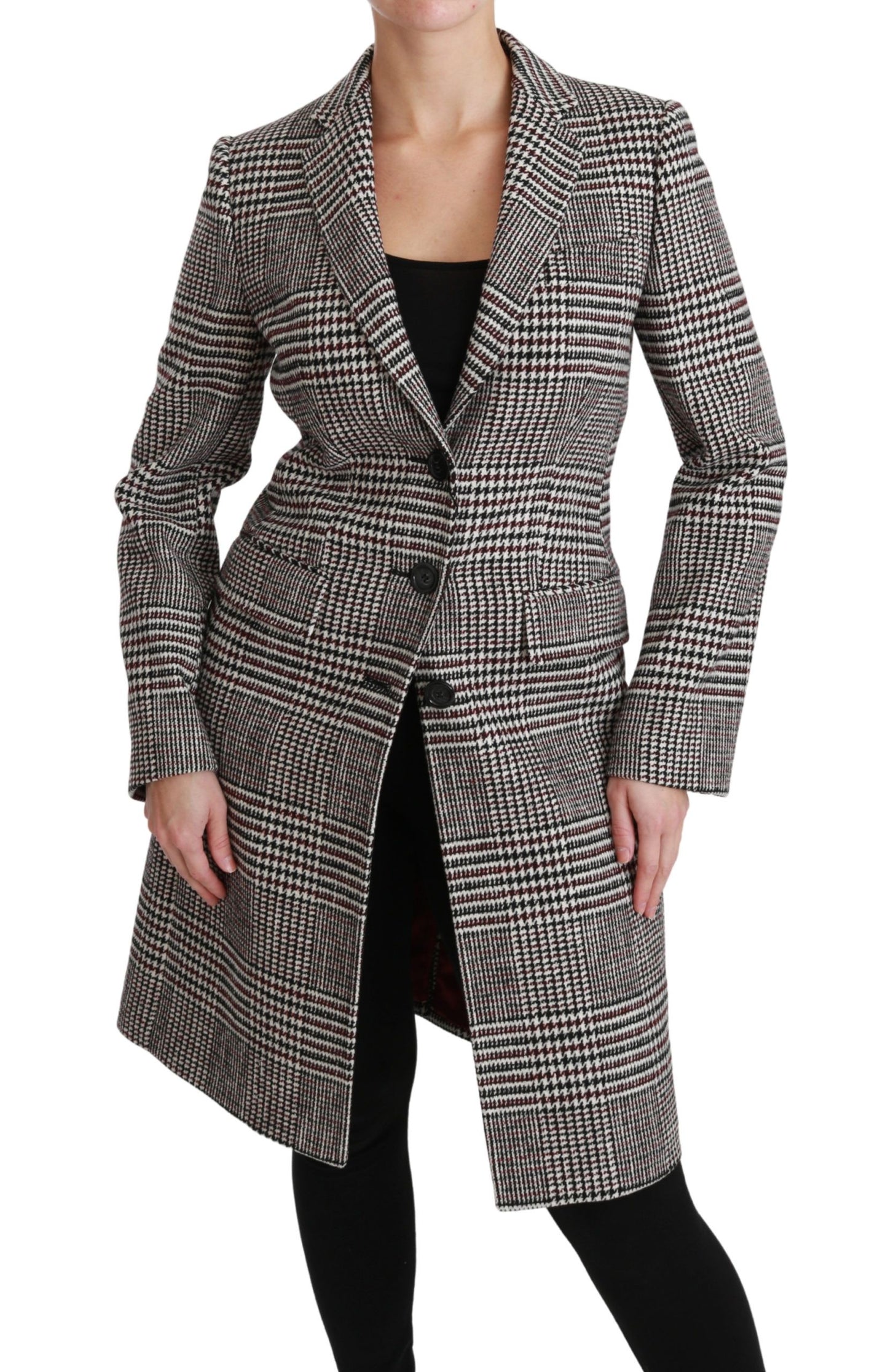Dolce &amp; Gabbana Élégant manteau veste à carreaux multicolores longueur genou
