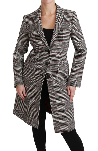 Dolce &amp; Gabbana Élégant manteau veste à carreaux multicolores longueur genou