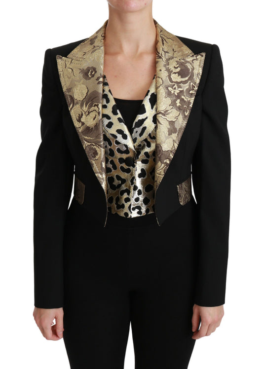 Ensemble veste et gilet à fleurs noir et or opulent de Dolce &amp; Gabbana