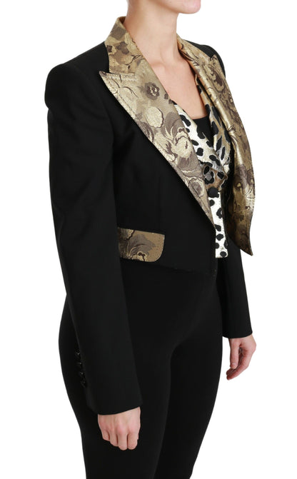 Dolce & Gabbana Black Jacquard Vest Blazer Coat Wool Jacket by Dolce & Gabbana