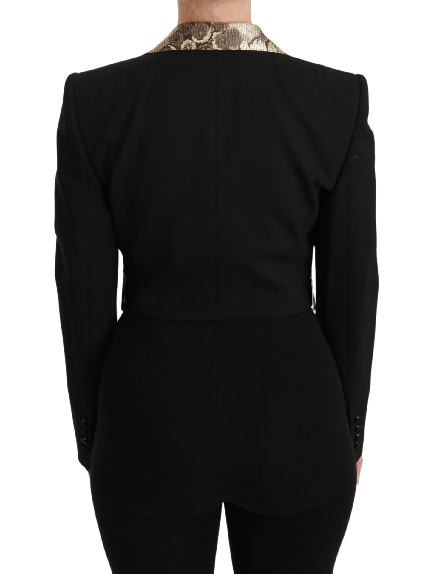 Dolce & Gabbana Black Jacquard Vest Blazer Coat Wool Jacket by Dolce & Gabbana