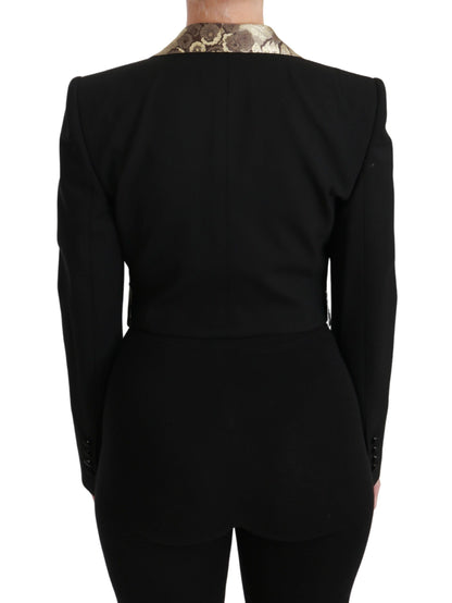 Dolce & Gabbana Black Jacquard Vest Blazer Coat Wool Jacket by Dolce & Gabbana