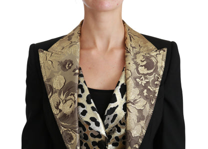 Dolce & Gabbana Black Jacquard Vest Blazer Coat Wool Jacket by Dolce & Gabbana