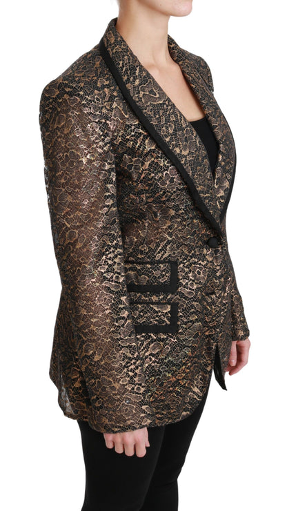 Veste blazer élégante en dentelle florale dorée Dolce &amp; Gabbana