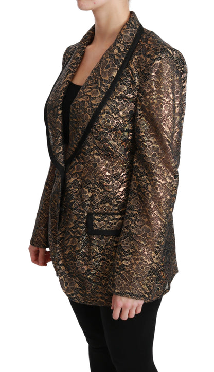 Veste blazer élégante en dentelle florale dorée Dolce &amp; Gabbana