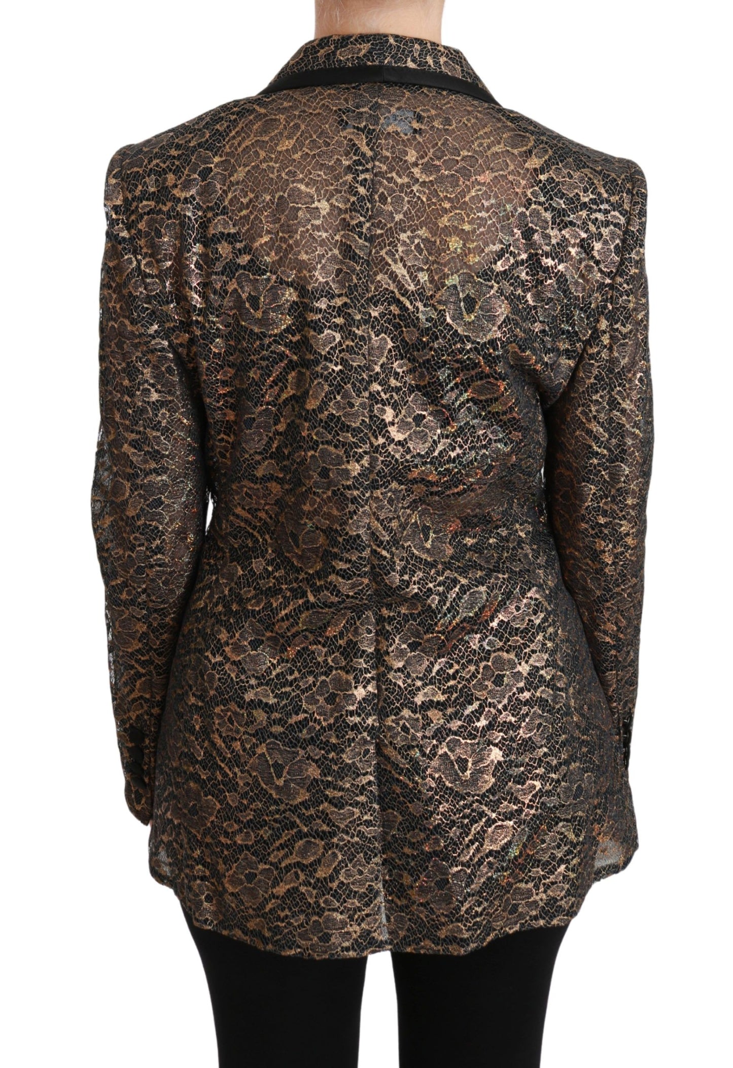 Veste blazer élégante en dentelle florale dorée Dolce &amp; Gabbana