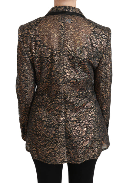 Veste blazer élégante en dentelle florale dorée Dolce &amp; Gabbana
