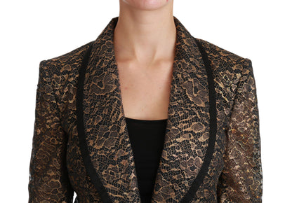 Veste blazer élégante en dentelle florale dorée Dolce &amp; Gabbana