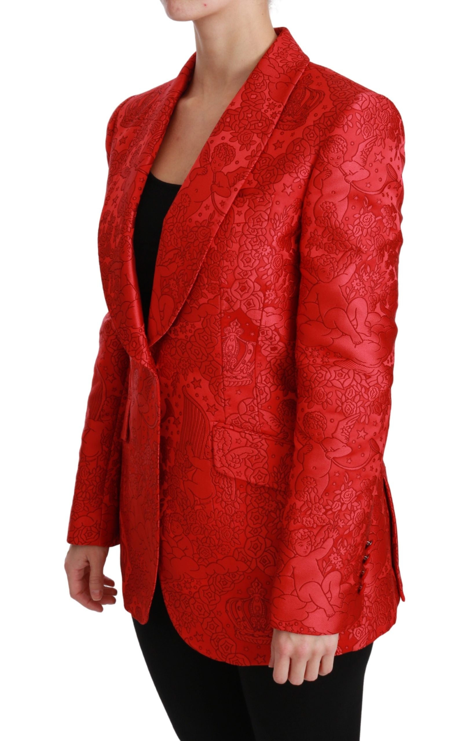 Dolce & Gabbana Red Floral Angel Blazer Coat Jacket by Dolce & Gabbana