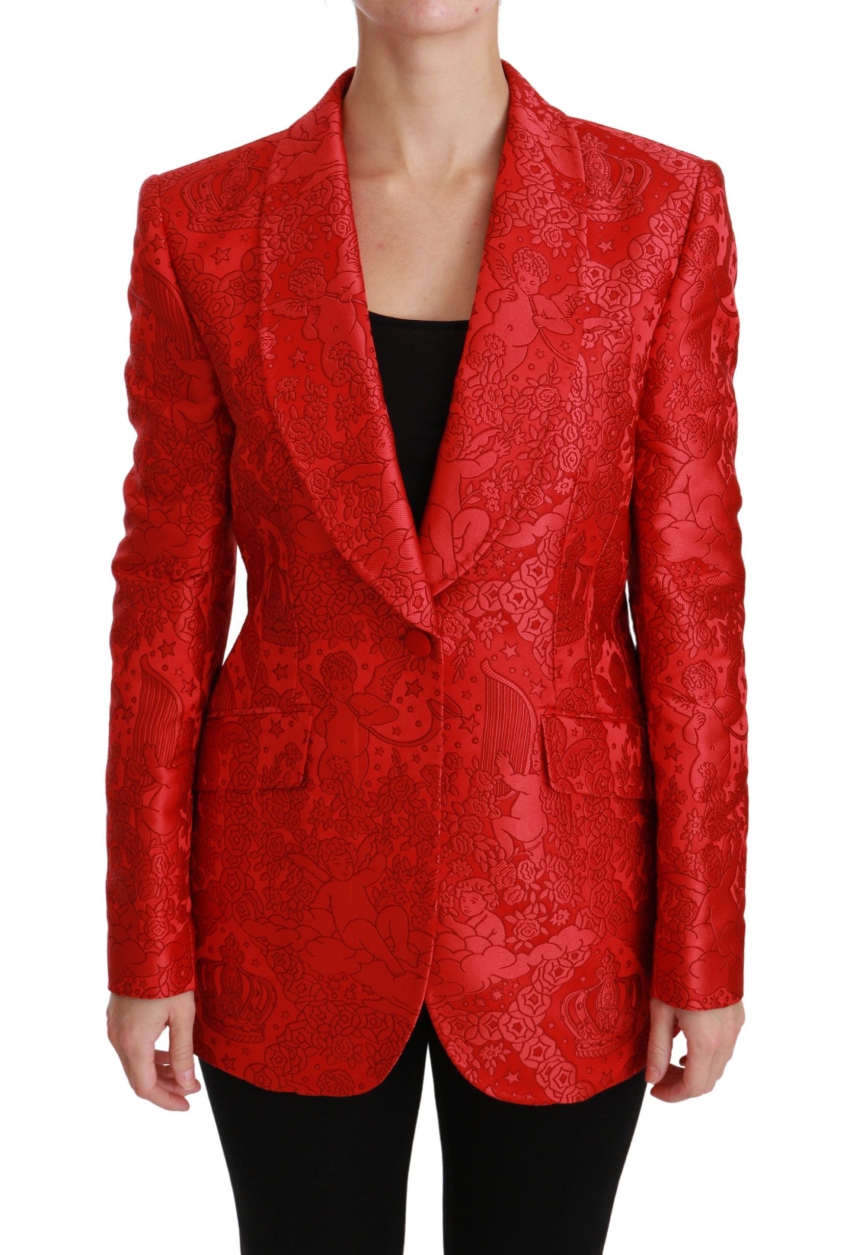 Dolce & Gabbana Red Floral Angel Blazer Coat Jacket by Dolce & Gabbana