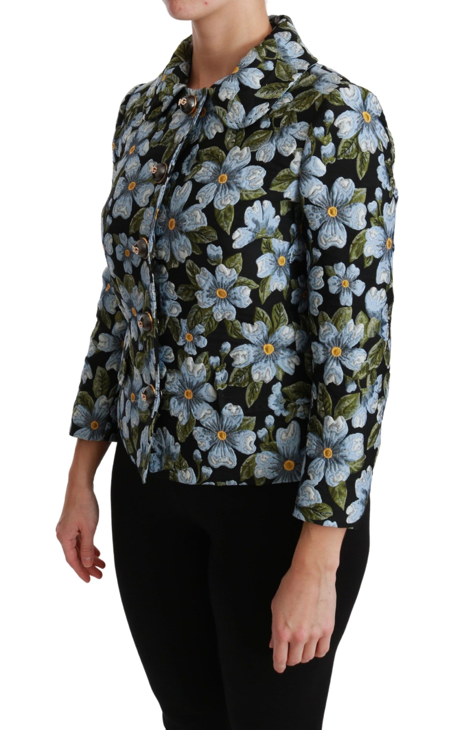 Dolce & Gabbana Multicolor Floral Blazer Coat Polyester Jacket by Dolce & Gabbana