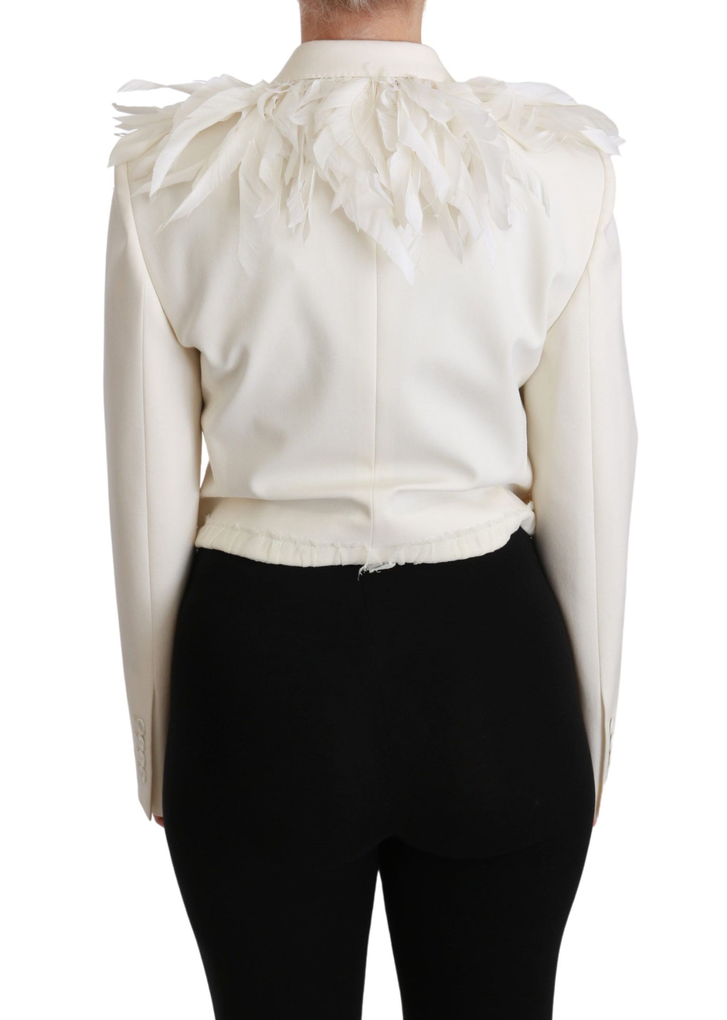 Dolce &amp; Gabbana White Double Breasted Coat Wool Jacket