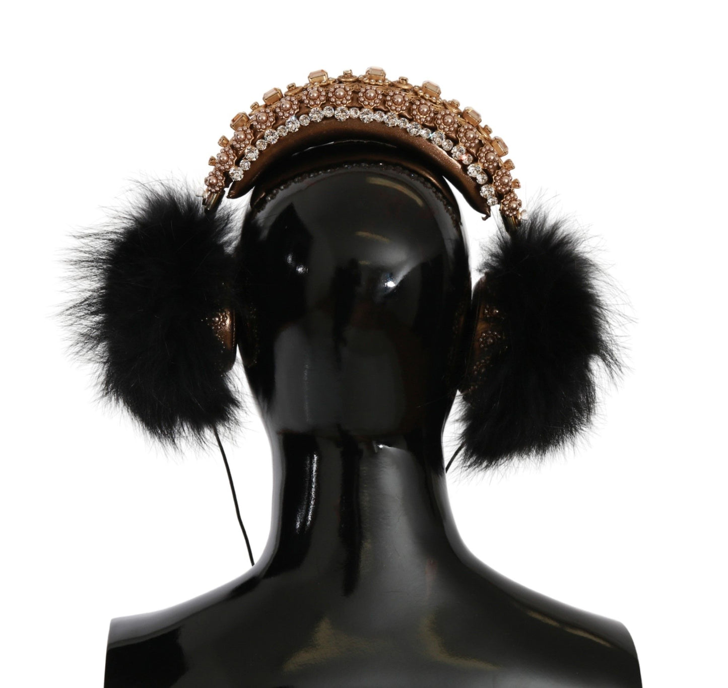 Casque audio Dolce &amp; Gabbana orné de cristaux noirs et dorés