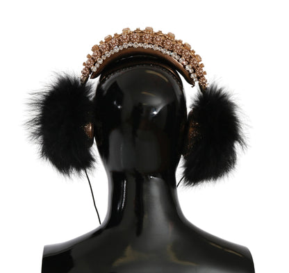 Casque audio Dolce &amp; Gabbana orné de cristaux noirs et dorés