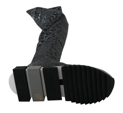 Bottines élégantes léopard Dolce &amp; Gabbana au-dessus du genou
