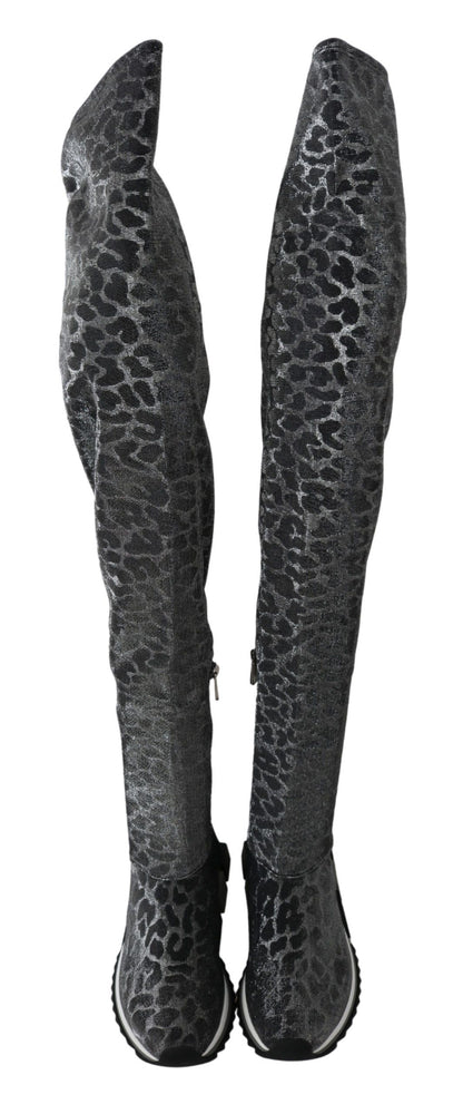 Bottines élégantes léopard Dolce &amp; Gabbana au-dessus du genou