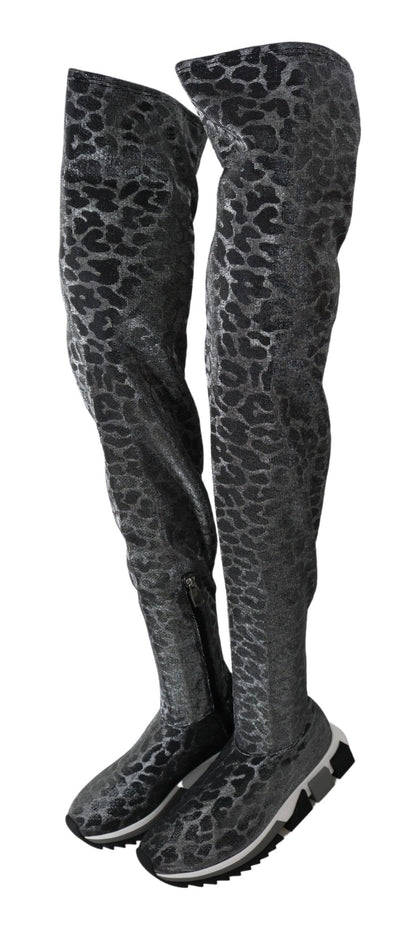 Bottines élégantes léopard Dolce &amp; Gabbana au-dessus du genou