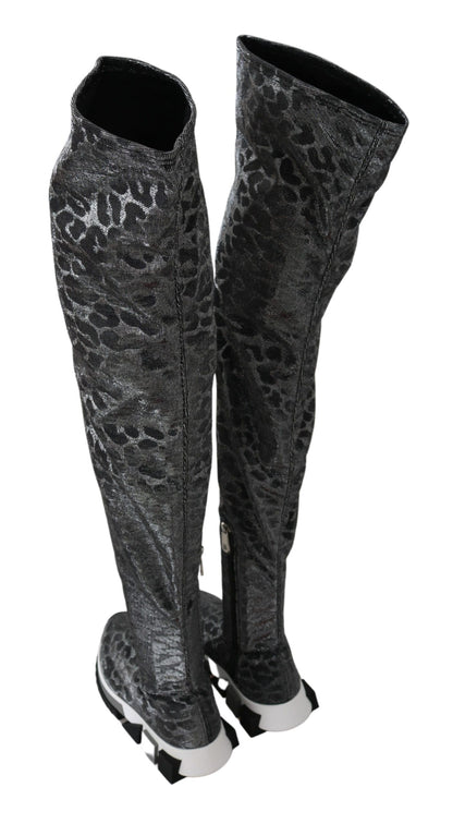 Bottines élégantes léopard Dolce &amp; Gabbana au-dessus du genou