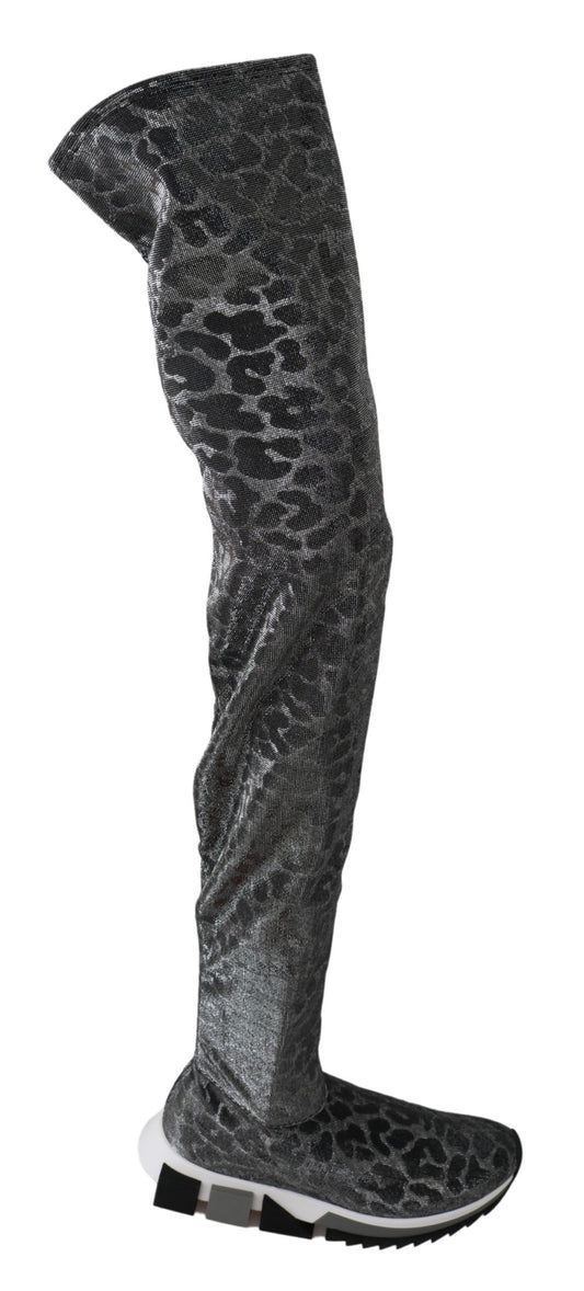 Bottines élégantes léopard Dolce &amp; Gabbana au-dessus du genou
