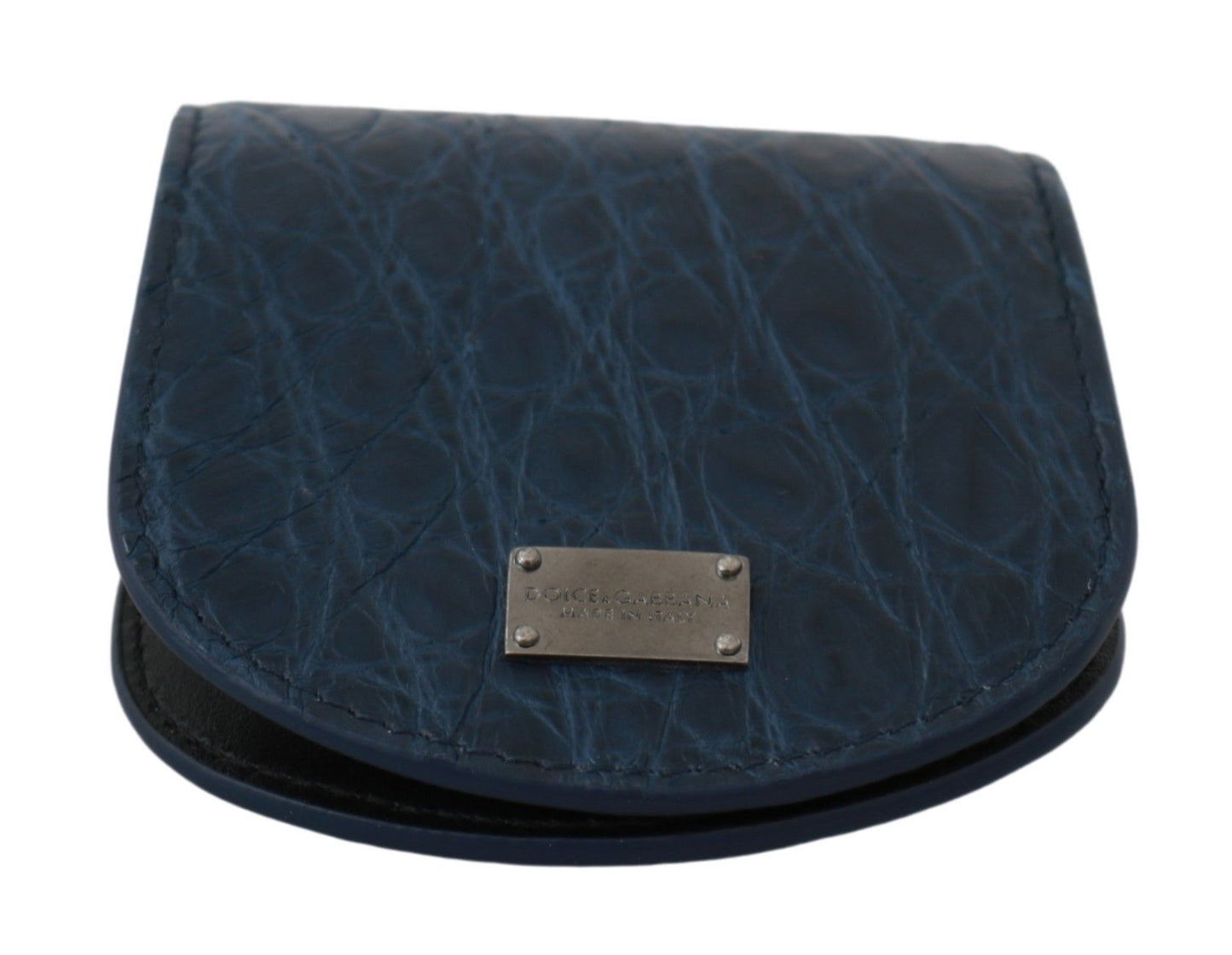 Dolce &amp; Gabbana Blue Holder Pocket Wallet Blue Exotic Skin Condom Case