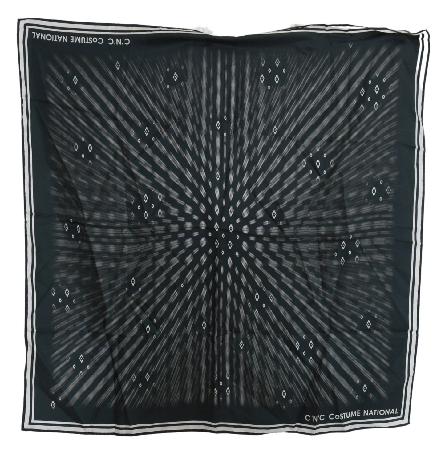 Costume national élégant foulard bleu en soie imprimée