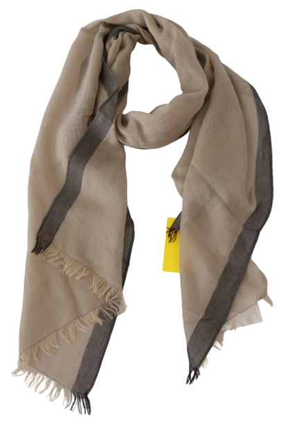 Costume national élégant, écharpe en coton beige pour femme