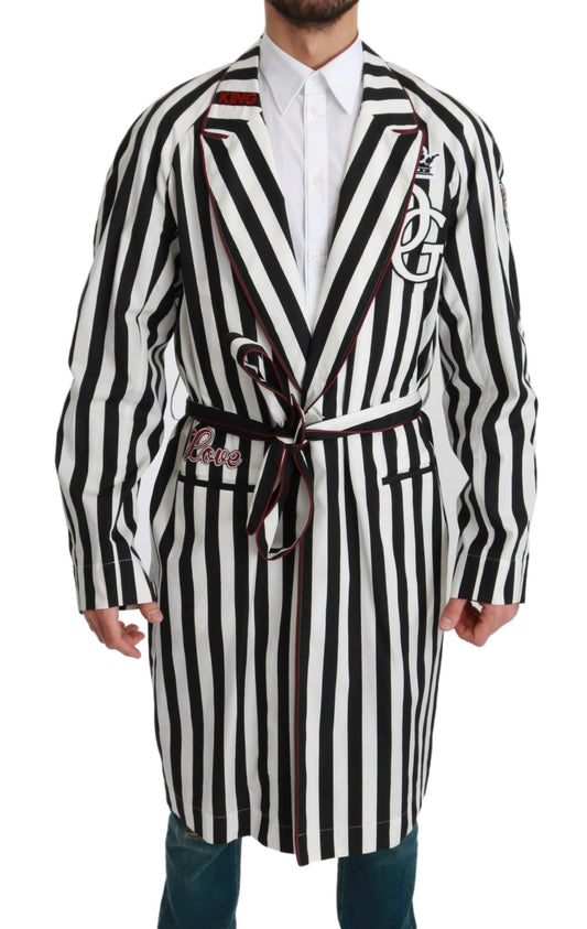 Dolce &amp; Gabbana - Robe de nuit élégante avec ceinture en noir et blanc