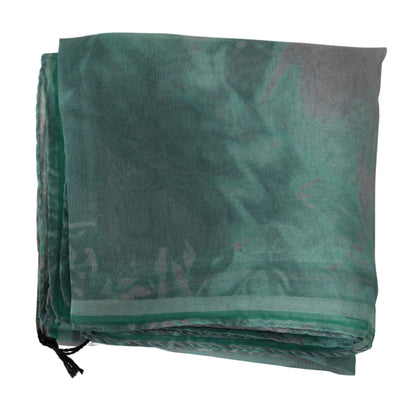 Costume National Élégant Foulard Imprimé Vert en Soie