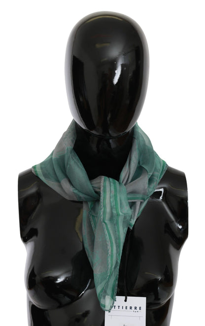 Costume National Élégant Foulard Imprimé Vert en Soie