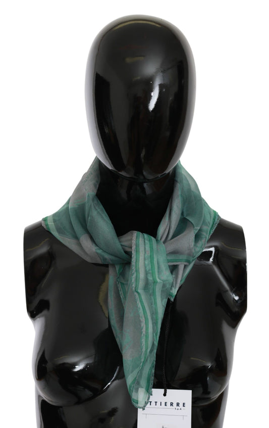 Costume National Élégant Foulard Imprimé Vert en Soie